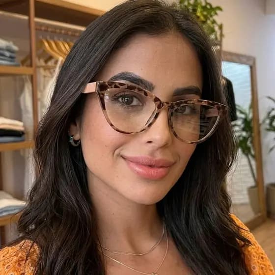 Linda Armação Feminina de Ótica Estilo Gatinho Troca de Lentes Haste Flexível