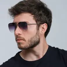 Aviador Grande Masculino Oculos Degrad Estiloso Oval Metalizado