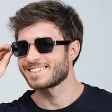 Oculos Quadradinho Festa Unissex Retangular Pequeno Masculino Dourado Metalizado Uv400