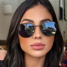 Óculos Glamour Feminino Lente Preta Uv400 Eyewear Luxo Coleção Nova Polarizado Hexagonal Double