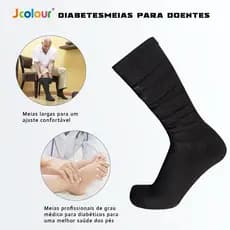 Kit 3 Meias Respiráveis Não Ligantes para Homens e Mulheres, Material de bamboo, Antiderrapante, Top Solto, Diabético