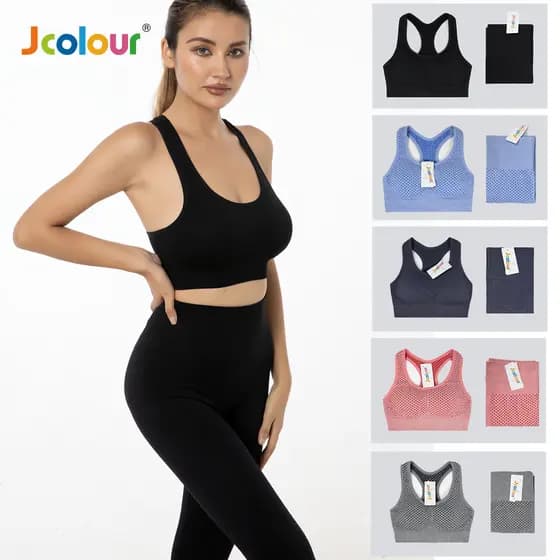 Jcolour Conjunto Feminino de Calça e Top para Academia e Fitness com Padrão manchado