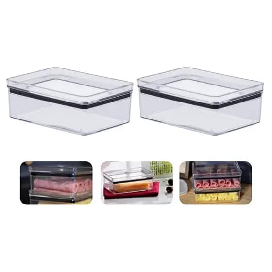 Kit Com 2 Porta Frios Pote Hermético Acrílico Presunto Queijo 770ml