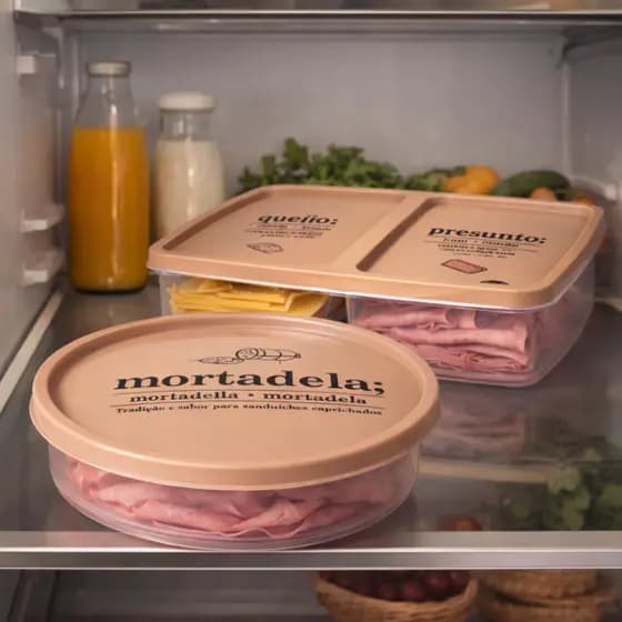 Kit Porta Frios Organizador Geladeira Queijo Presunto 2Pçs