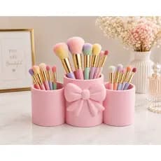 Porta Maquiagem Pincéis Lápis Organizador Lápis Rosa Laço Porta Canetas Material Escolar
