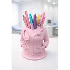 Porta Canetas Lápis Decorativo Médico Médica Jaleco Organizador Mesa Trabalho Escritório Papelaria