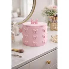 Kit Caixinha Decorativa Rosa Laços Porta Joias Organizador Quarto Penteadeira Maquiagem Quarto Luxo