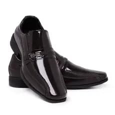 Sapato Social Masculino 836 Marrom e Preto Casamento Uniforme Com Elástico Promoção