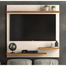 Suporte Painel Tv Quarto Sala Com Nichos Prateleira Até 32 Polegadas Madrid Branco