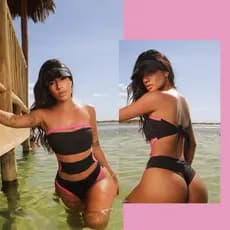 Maiô Body Feminino Tomara Que Caia com Tule Liso Com Bojo Calcinha Semi Fio Tamanho M 38/42