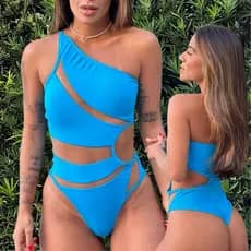 Body Maiô Feminino Débora Nula Manga com Tule Liso Poliamida Alta Qualidade