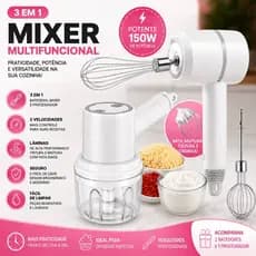 Batedeira 3 X 1 Bater Ovos Triturar Alimentos Alho Cebola Mixer Cozinha