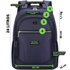 Mochila Alça Cabo de Aço Trabalho Escola Faculdade Porta Notebook
