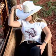T-shirt country feminina cocar índio algodão