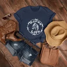 T-shirt blusinha feminina country algodao horse