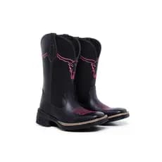 bota texana boi rosa bordado feminino