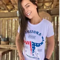 T-shirt Feminina Arizona Algodão Macio Estilo Country