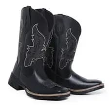 bota texana country asa preta feminina cowboy promoção texana preta básica