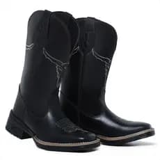 bota montaria texana country boi preto bordado