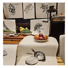 Kit Panos De Prato Rustico Estampado 72x45cm 100% Algodão Cru Florido