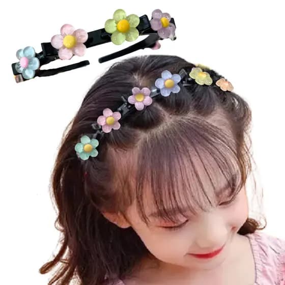 Tiara Infantil de Flores Coloridas em Tom Pastel Penteado Fofo