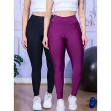Calca Legging Kit com 2 Un. Legue Preta/Colorida Do P ao EXG