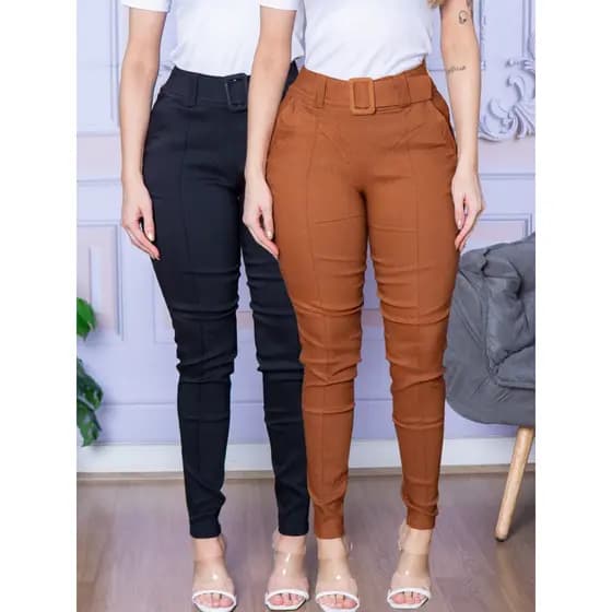 Kit 2 Calça Social Bengaline Com Cinto Lindas Pronta Entrega LLevo