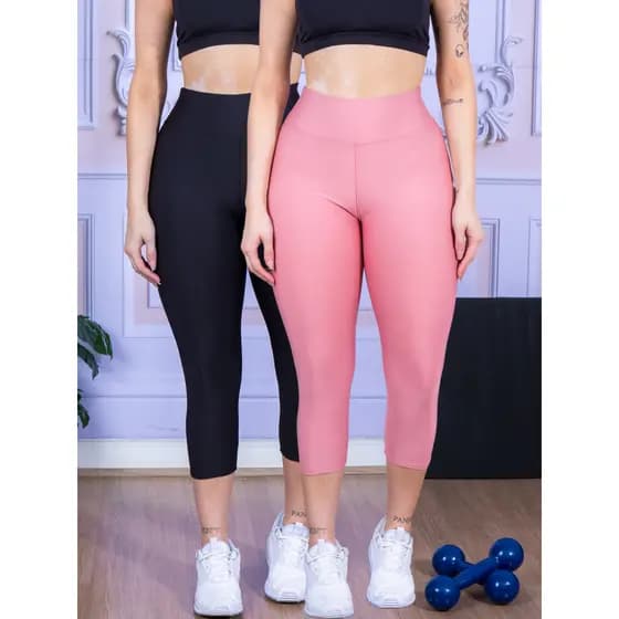 Kit 2 Calça Corsario Fitness Sulplex Feminina Academia ou Dia a Dia Moda LLevo