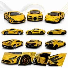 Carrinho De Metal De Luxo Dubai Versão Esportivo Rico Em Detalhes Realista Dourado e com fricçâo