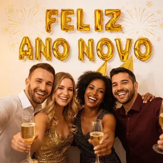 Kit 12 Balões Metalizados De 40 Cm Frase Feliz Ano Novo Decoração Moderna Sofisticada