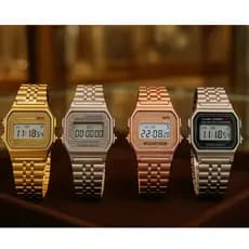 Relógio de Pulso Retrô Unissex Prata Rose Dourado Digital Led Vintage