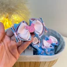 Laço boutique jeans - rosa minie. Laço minie