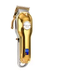 Máquina Kemei De Cortar Cabelo Profissional Visor Lcd Km 1986 Dourado