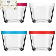 potes americano 350ml Tigela com tampa Nadir Pote de vidro Temperado Papinha Fruta Bebe kit c/4 ou 6