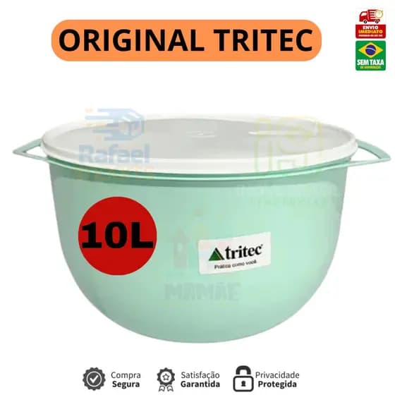 Bacia De Plástico Redonda Com Tampa Tritec 3,6 6 E 10 Litros