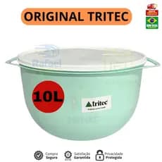 Bacia De Plástico Redonda Com Tampa Tritec 3,6 6 E 10 Litros