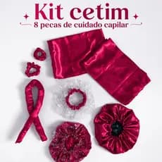 Kit Touca Cetim Anti-frizz com Regulagem Hidratação e Banho Xuxinha Fronha Modelador de Cachos