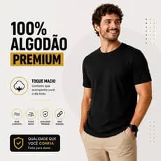 Camiseta Masculina 100% Algodão 30.1 Premium Basica Confortavel Lisa