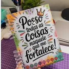 Caderno A5 Capa Dura Coleção Frases Alegres Palavras de Deus Escolar Universitário Anotações
