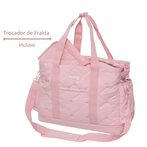 Lilica Ripilica Bolsa Mala Maternidade Tote Grande Bebê Menina Cor Rosa Luxo Matelassê Pemium