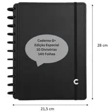 Caderno Inteligente Black G+ 10 Divisórias Matérias Universitário Tamanho Grande com 140 Folhas Capa Dura 11 Discos G