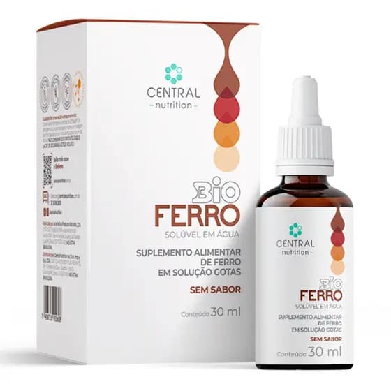BioFerro Gotas Central Nutrition Ferro Bisglicinato Ferroso Alta Absorção Gestante Infantil Vegano