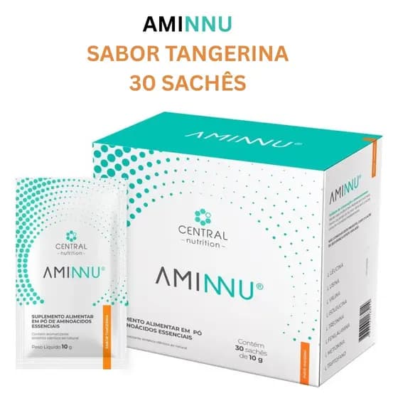 AMINNU TANGERINA 10G COM 30 SACHES - SUPLEMENTO ALIMENTAR A BASE DE AMINOACIDOS ESSENCIAIS
