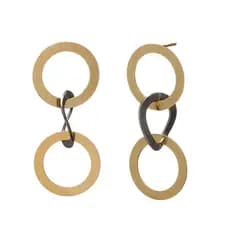 Brinco Argolas de Metal Dourado e Grafite