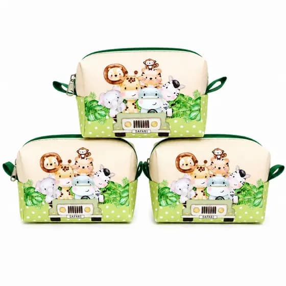 kit c/10 Porta Moeda Personalizado Safari Lembrancinhas de Aniversário batizado Bolsinhas Safari