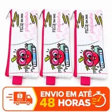 Mini Estojo Lembrancinha Dia dos Professores 3 unidades Personalizado Ensino Presente Escola Colegio