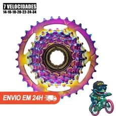 Catraca Roda Livre Camaleão 14/34d 7v Index Arcoiris Mtb Aço 15mm