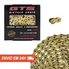 Corrente 12v Bike Gold Dourada Ouro Bicicleta 126 elos GTS Com Powerlink
