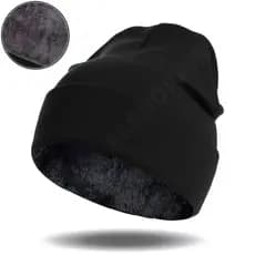 Touca De Frio Lã Forrada Masculino Feminino Adulto Toca Gorro De Frio Inverno Juvenil Preto Liso