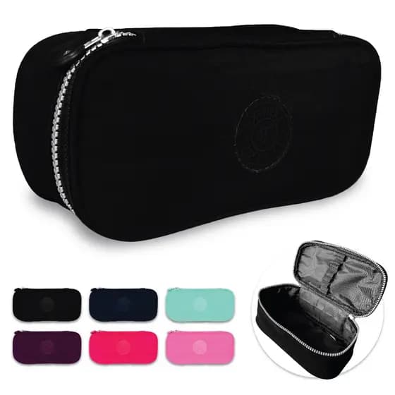 Estojo Escolar Feminino Juvenil Box Nylon Tactel Espaçoso Caneta Canetinha Lápis Faculdade